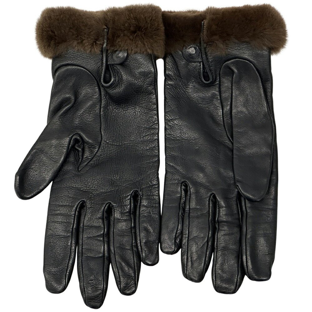 Hermes Hermès Kelly Gloves for Women, Leather, Silk, Mink, Black, Brown, Fur, - Picture 4 of 10
